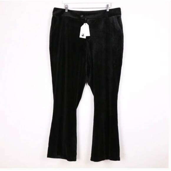 Universal Standard Farrah Velvet Pants 38 Black NWT Flare Crop Boot Cut Glam - Picture 1 of 8